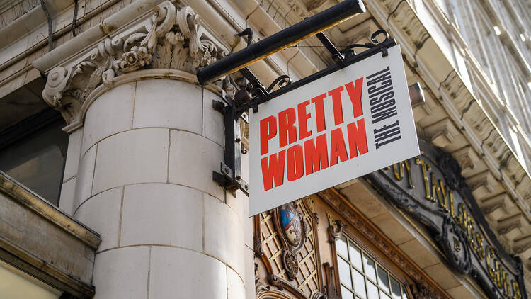  Pretty Woman The Musical street sign hangs from side of building in London
