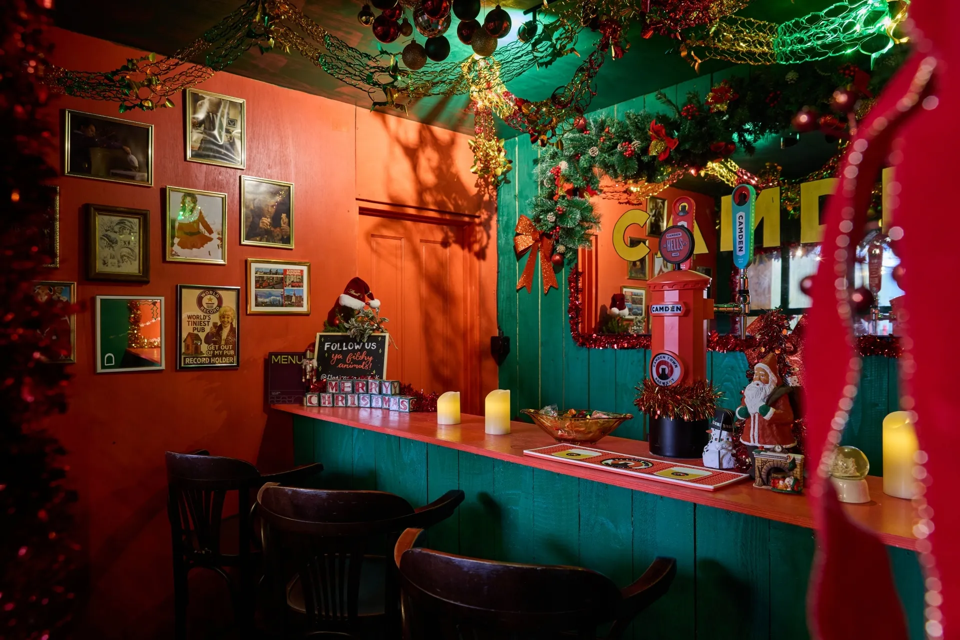 Inside the Three Jingle Bells pub Flat Iron Square 