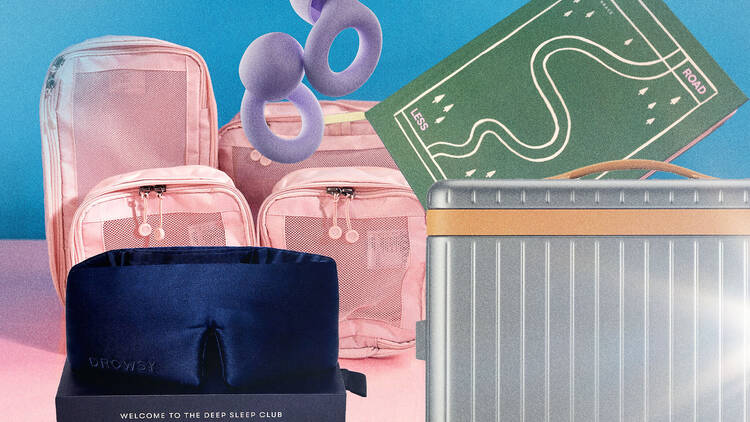 A collage of travel prodcts for Christmas gifting in 2025