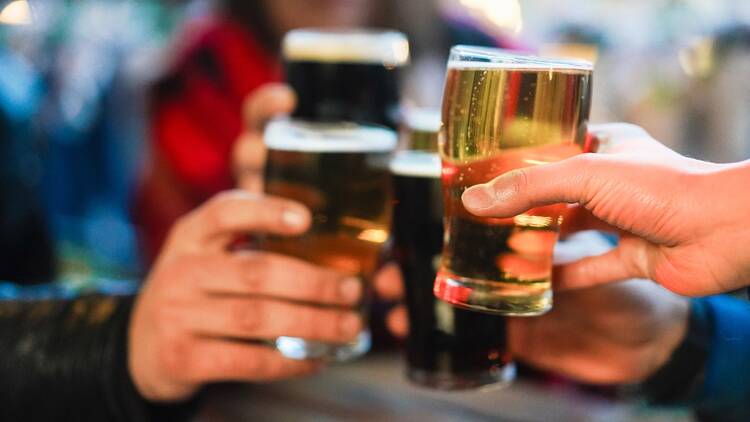 Pints of beer in a London pub Pints of beer in a London pub