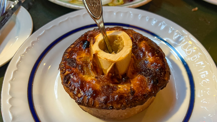 The pulled oxtail pie at Le Pub.
