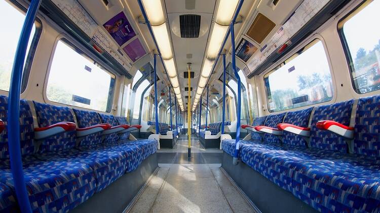Piccadilly line tube carriage in London, on the London Underground Piccadilly line tube carriage in London, on the London Underground