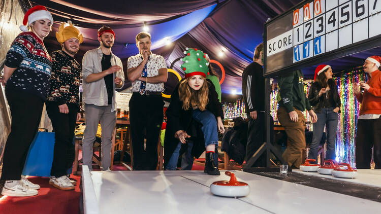 Curling at Big Penny Social, Walthamstow