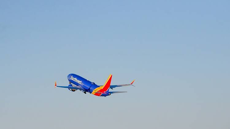 Southwest Airlines flight in the sky