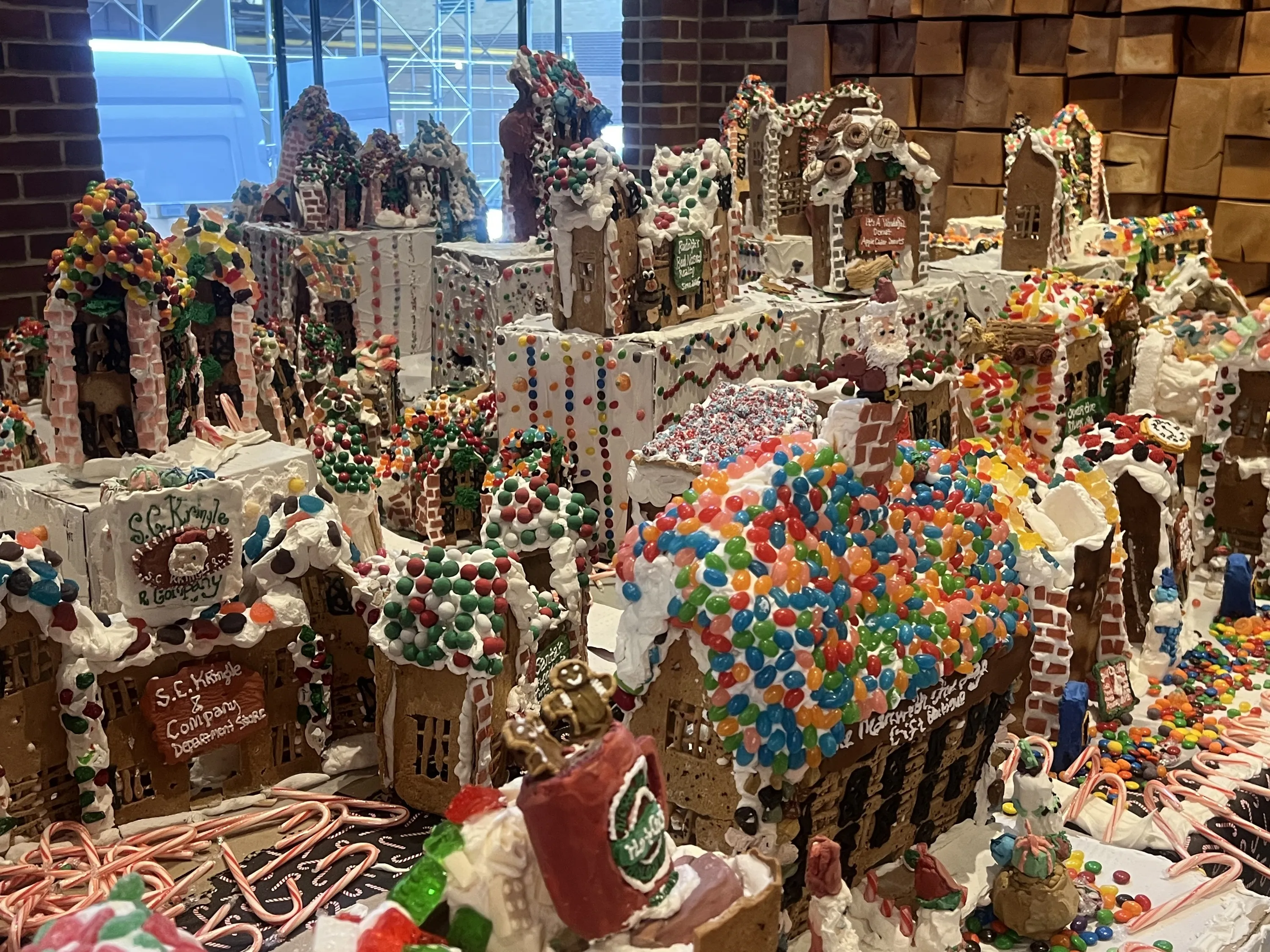 A giant gingerbread village on display