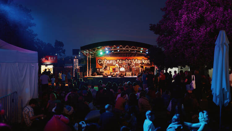 Coburg Night Market Night live music stage.