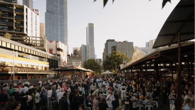 Queen Victoria Summer Night Market people at outdoor market