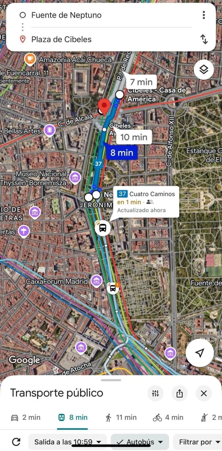 Posiciones de los autobuses EMT Madrid con Google Maps. Ayuntamiento de Madrid