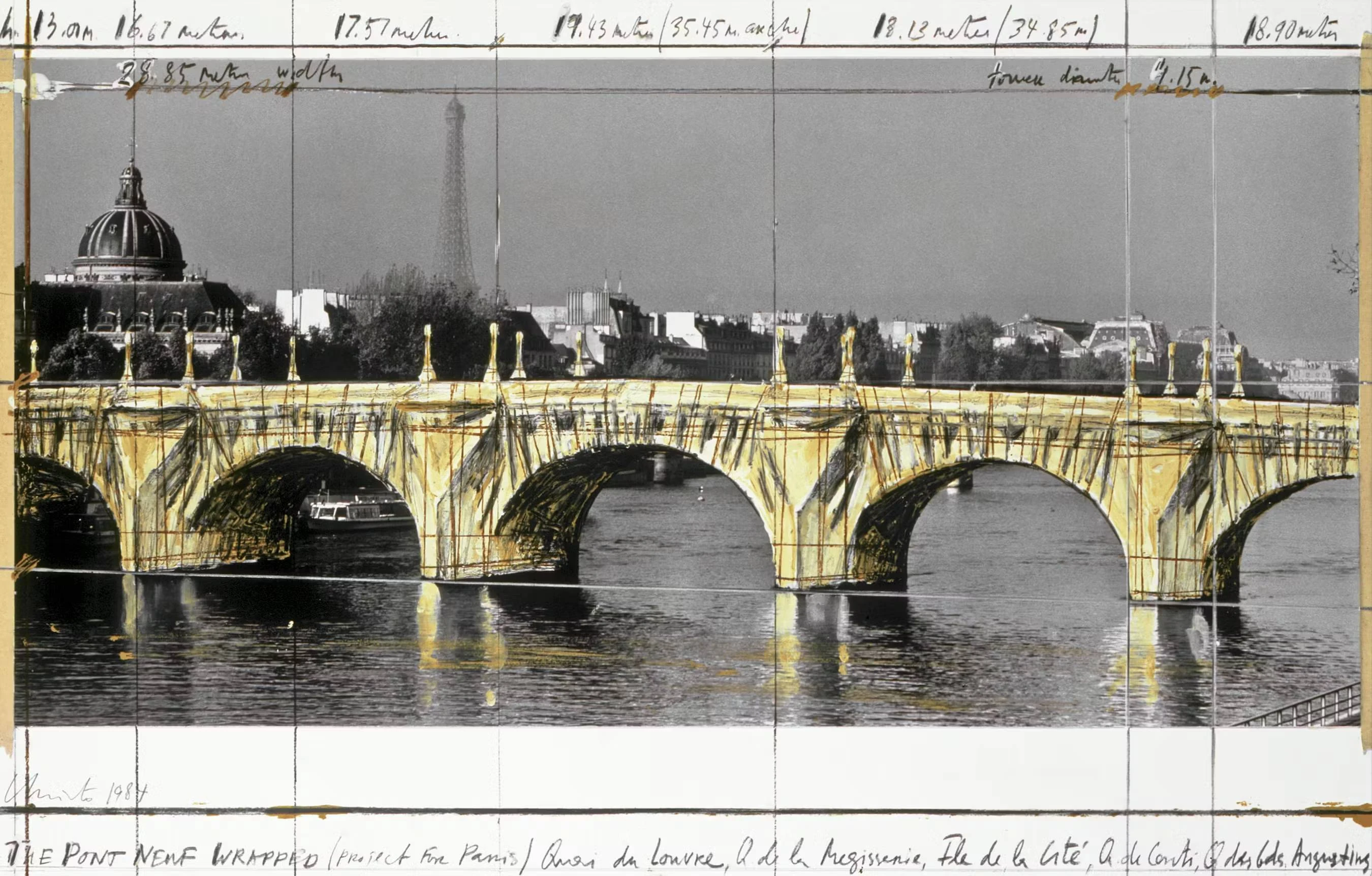 Christo, The Pont Neuf Wrapped (Project for Paris), Collage 1984, Private collection