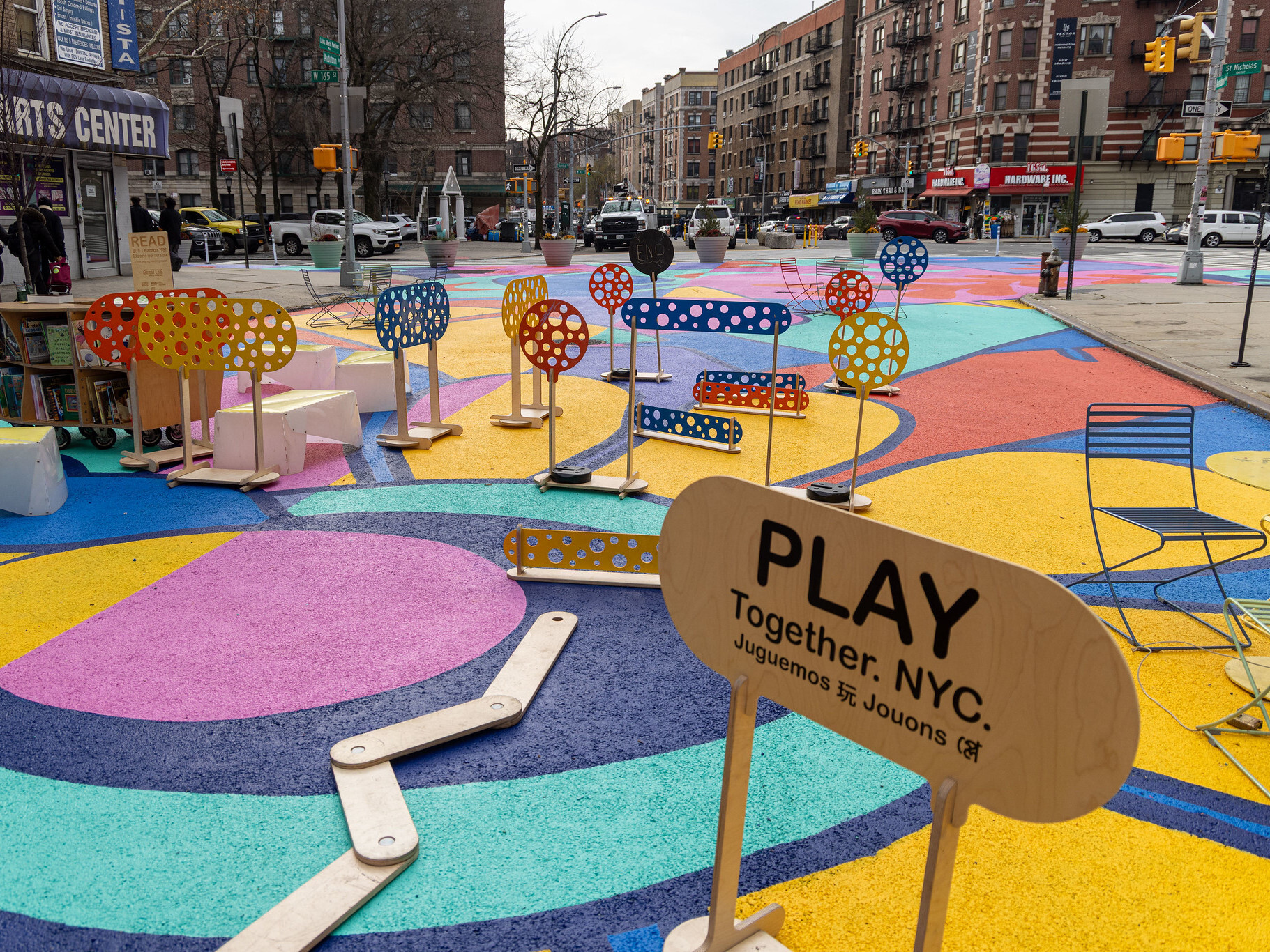 Check out the colorful new pedestrian plaza in Washington Heights