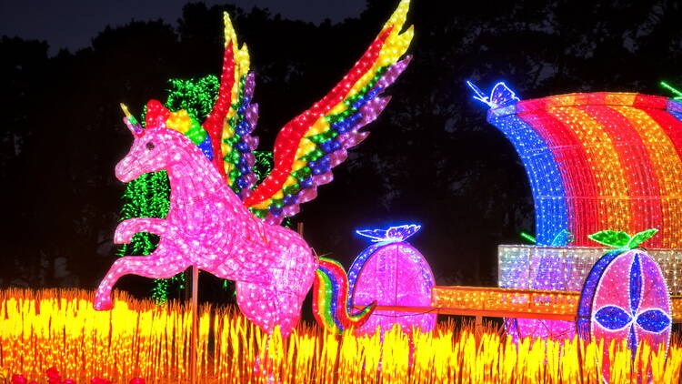 An illuminated unicorn.