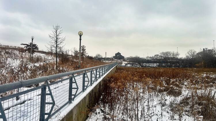 The walking trail at Palmisano Park in Bridgeport, Chicago. The walking trail at Palmisano Park in Bridgeport, Chicago.