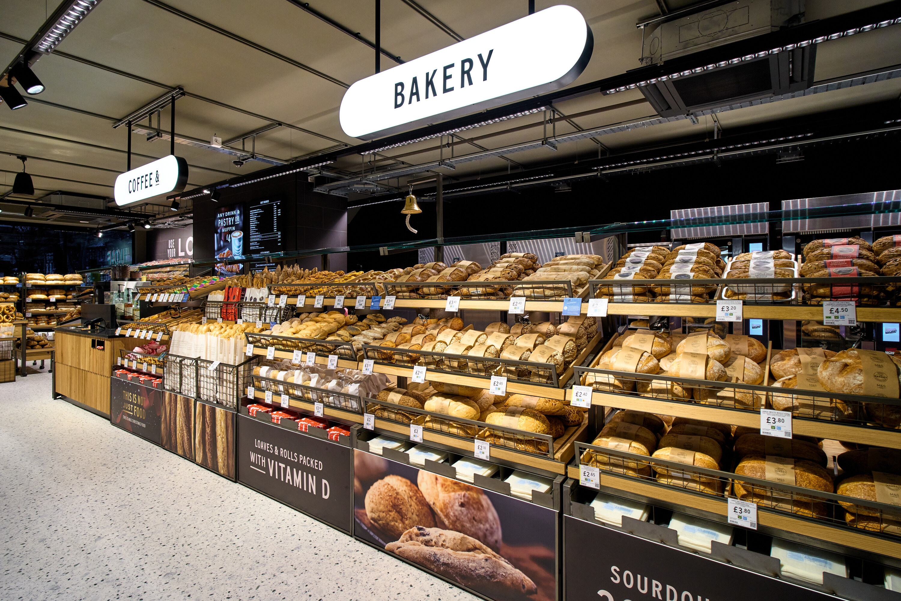 The bakery and coffee stand at the new Chiswick M&S