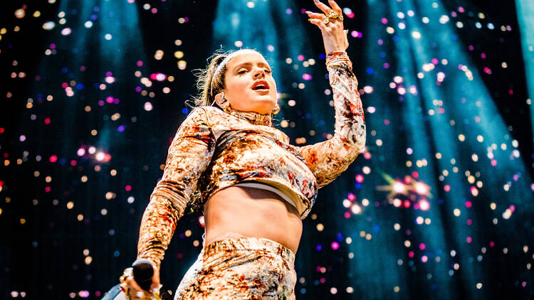 Rosalía performing at a music festival in the Netherlands Rosalía performing at a music festival in the Netherlands