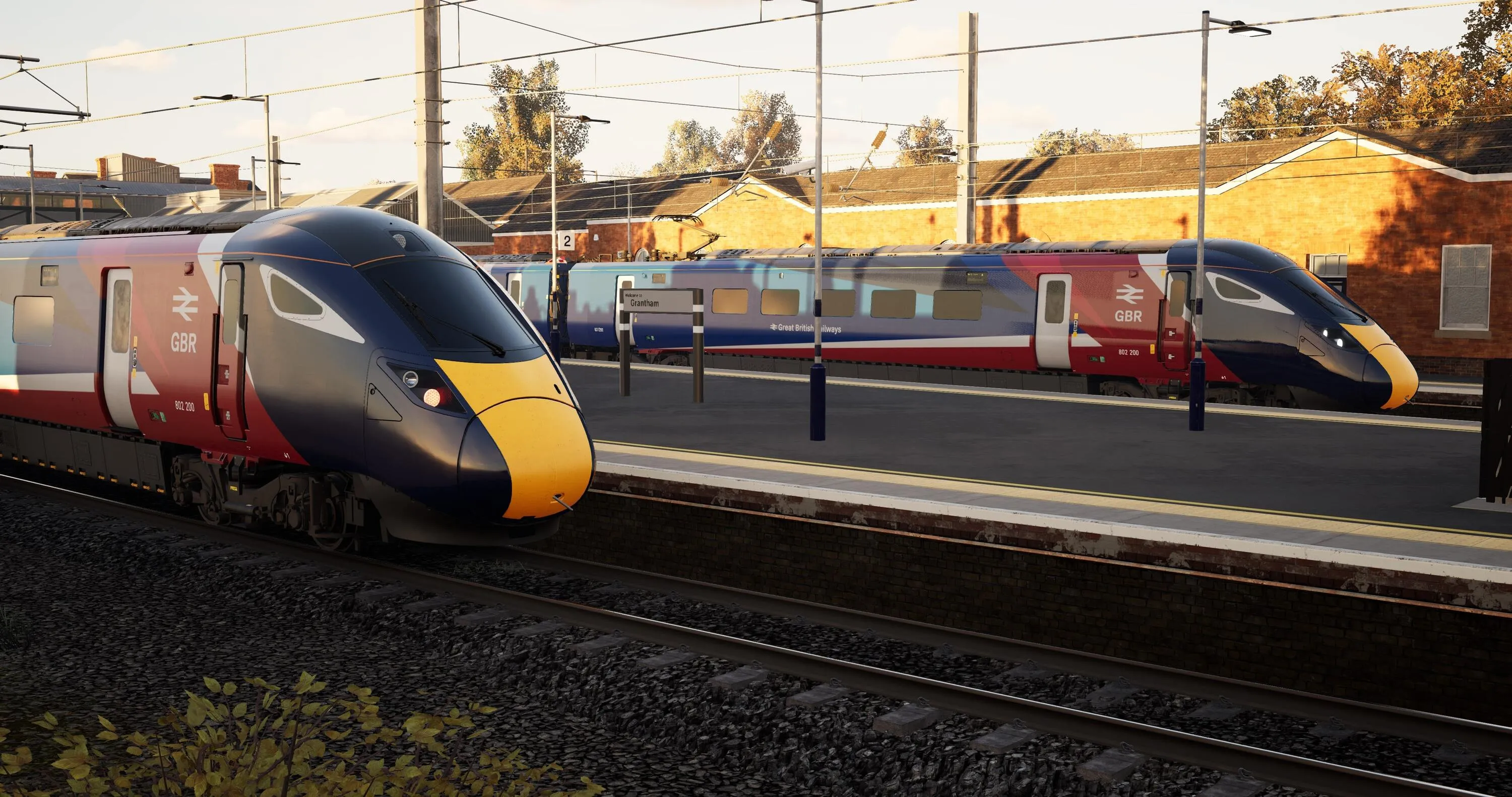 Simulated GBR trains at Grantham Station