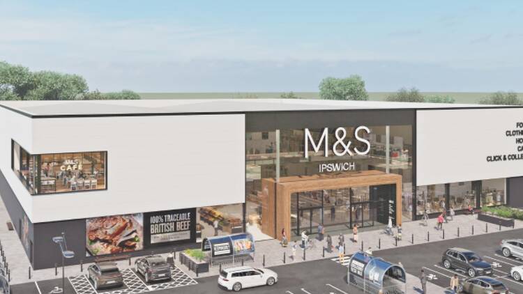A generated image of the potential new M&S near Ipswich A generated image of the potential new M&S near Ipswich