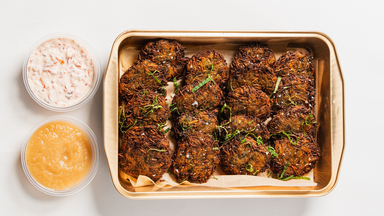 Zucchini latkes from Motek Zucchini latkes from Motek