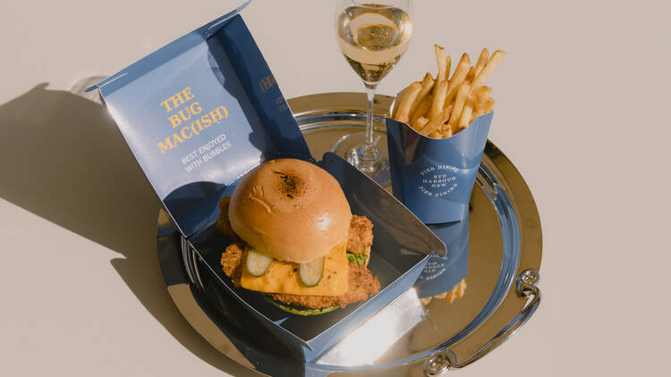 Bug Mac-ish burger at Pier One, Sydney burger with Moreton Bug served at Pier One in Sydney