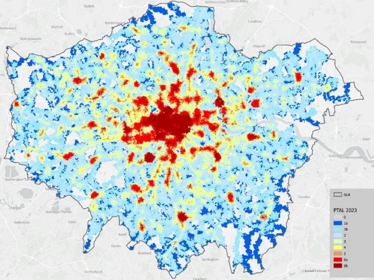 This map shows the London neighbourhoods with the best public transport