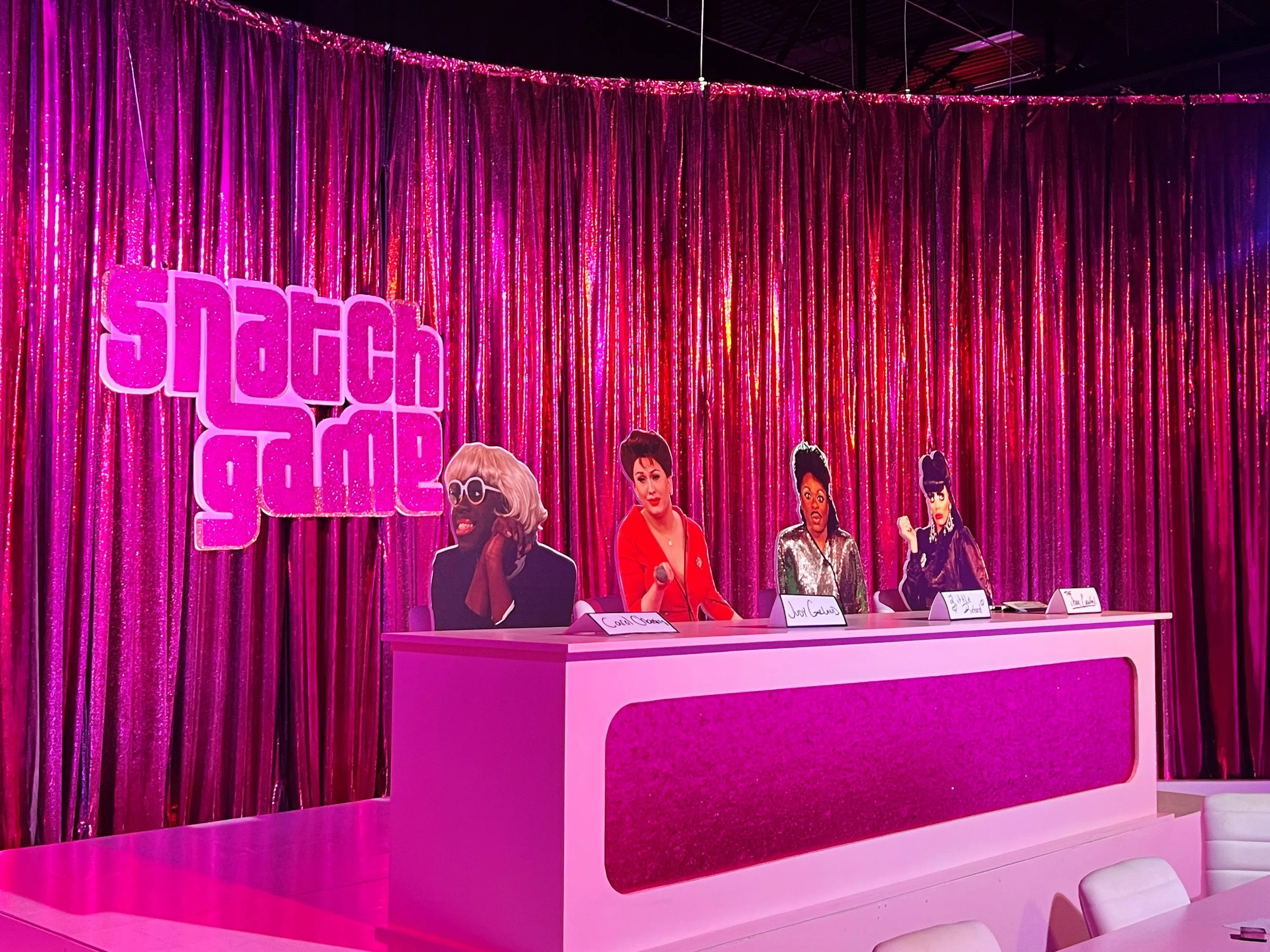 A recreation of Snatch Game in the "Drag Race: The Experience" installation in Logan Square, Chicago.