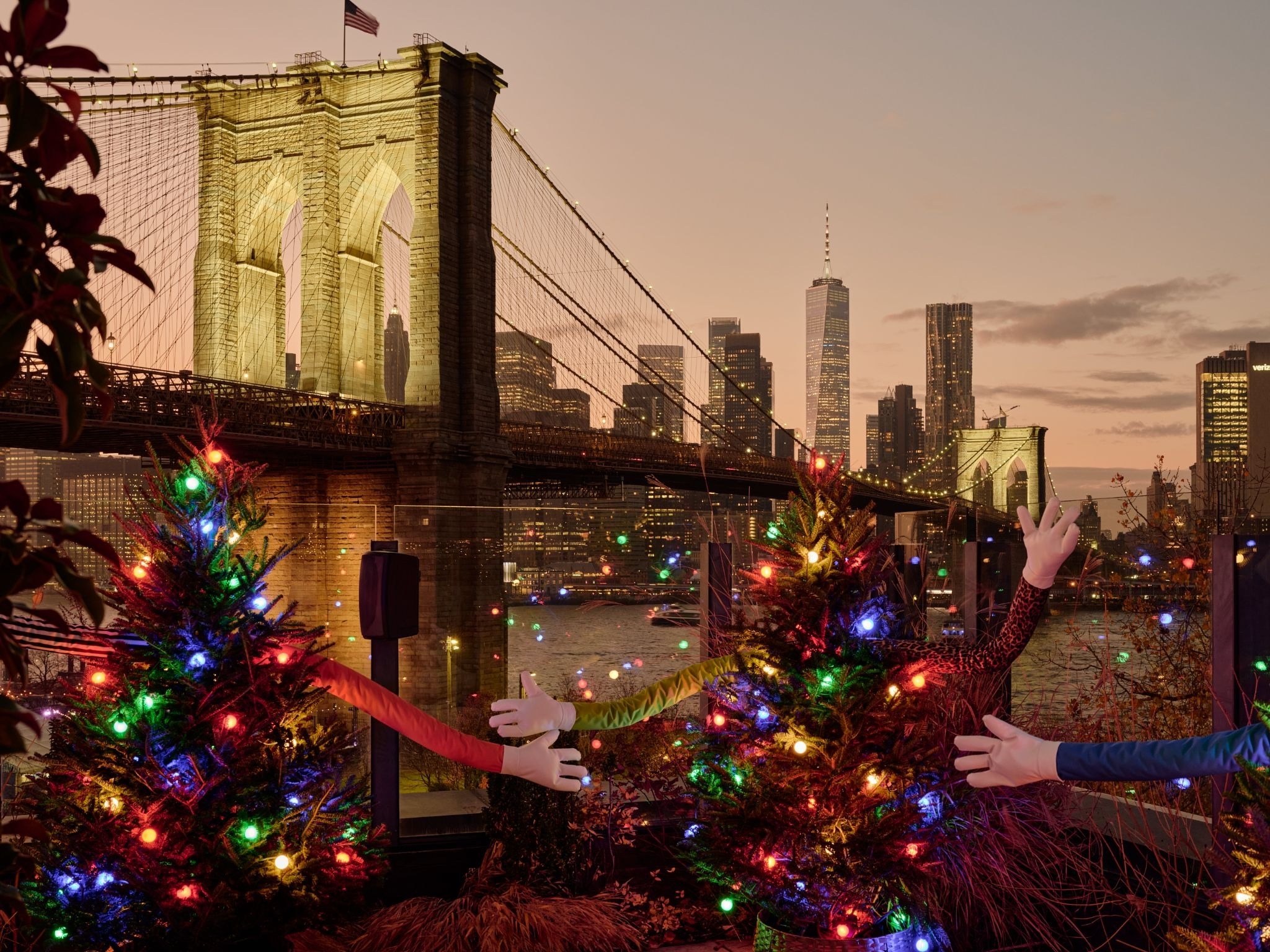 Walk through a forest of hugging Christmas trees at Dumbo House