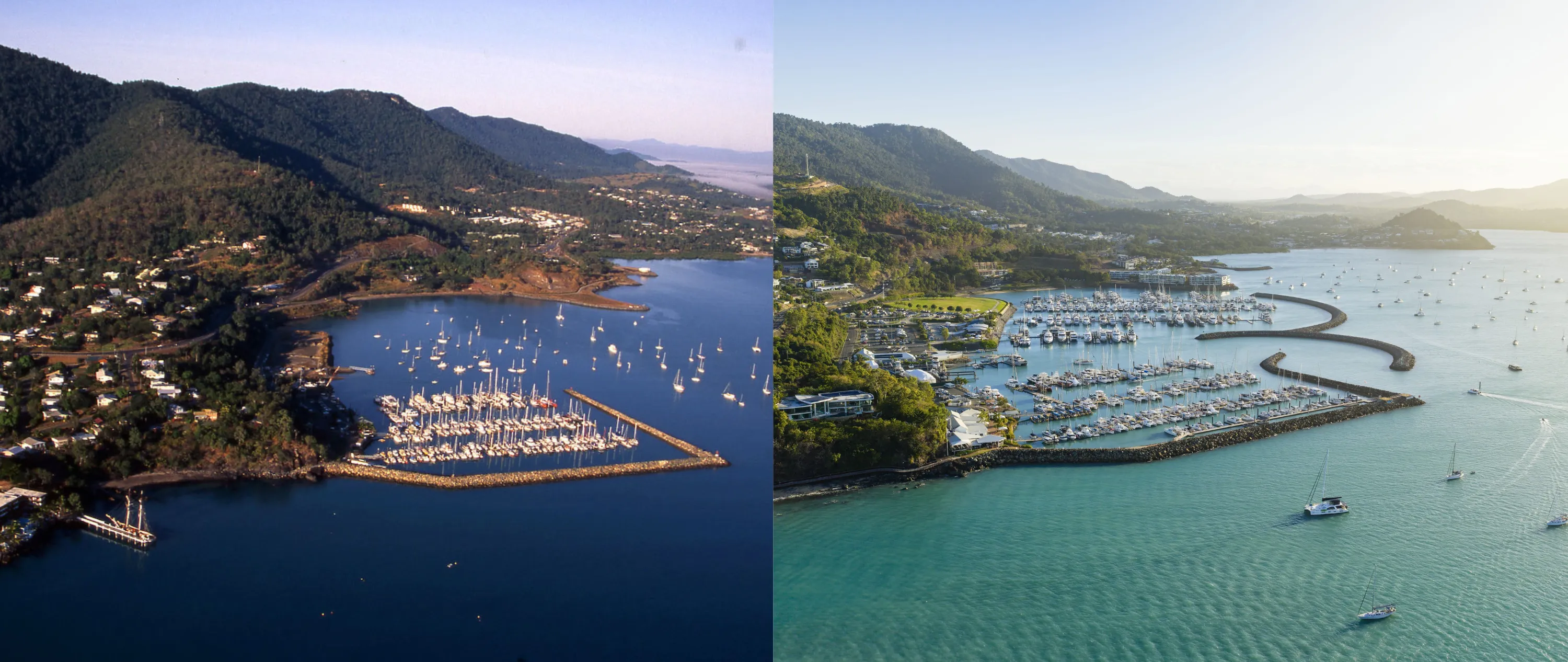 Side-by-side images of marinas