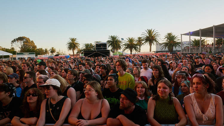 People watching a performance at Palace Foreshore St Kilda.