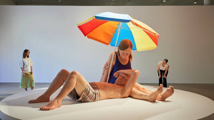 The 'Ron Mueck: Encounter' exhibition, featuring 'Couple Under an Umbrella' 2013, Giverny Capital Collection 