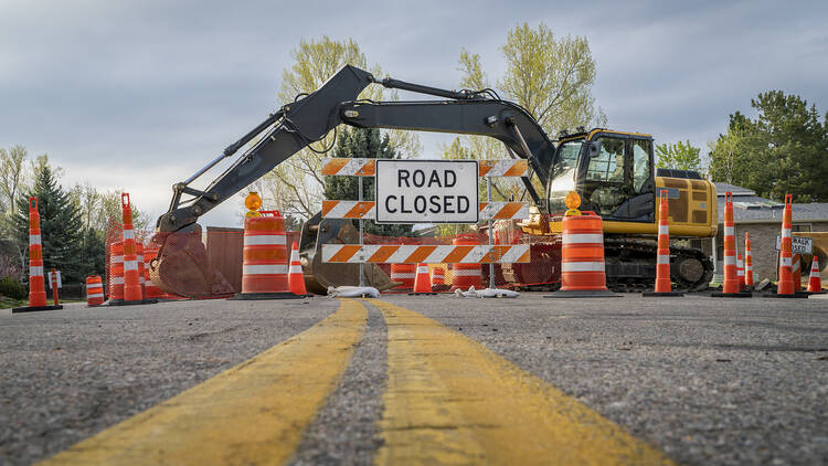 Road closed sign