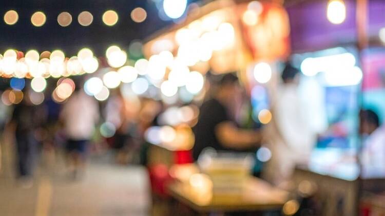 Stock image of a night market 