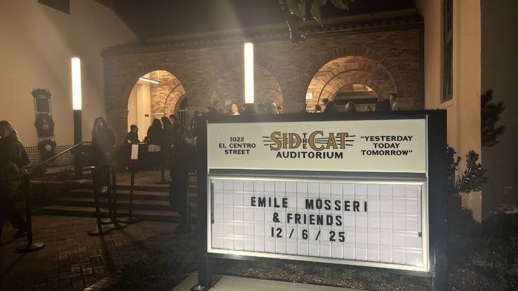 The sign and entrance for Sid the Cat Auditorium.