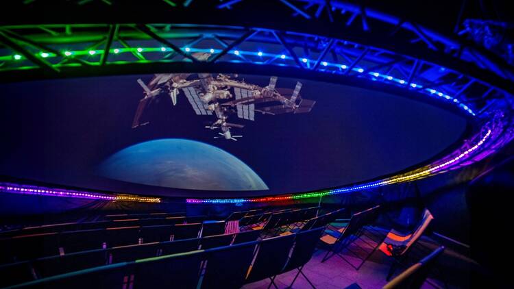 Planetarium showing footage of the international space station