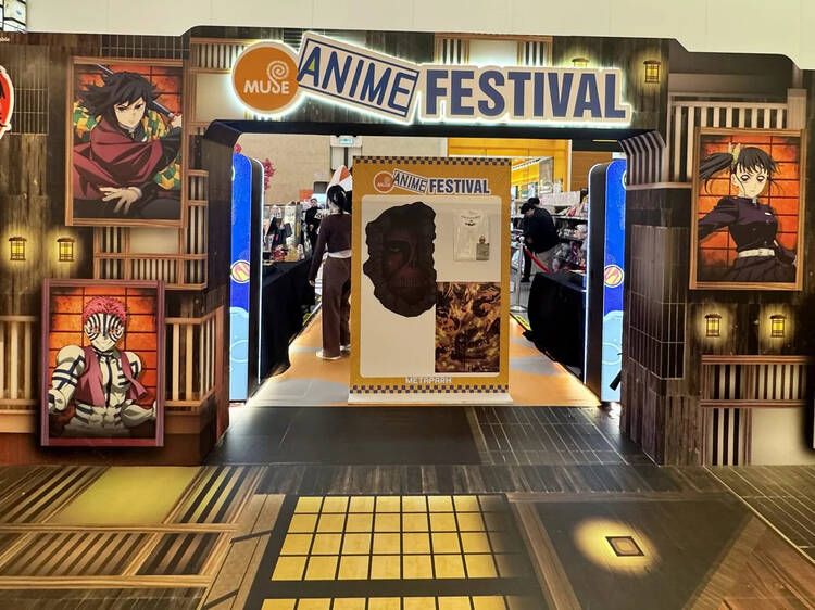 Pose with towering Momo and slime Rimuru at Muse Anime Festival's 17 photo zones