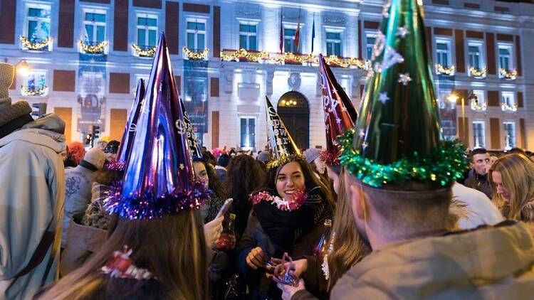 Celebración de Nochevieja en la Puerta del Sol