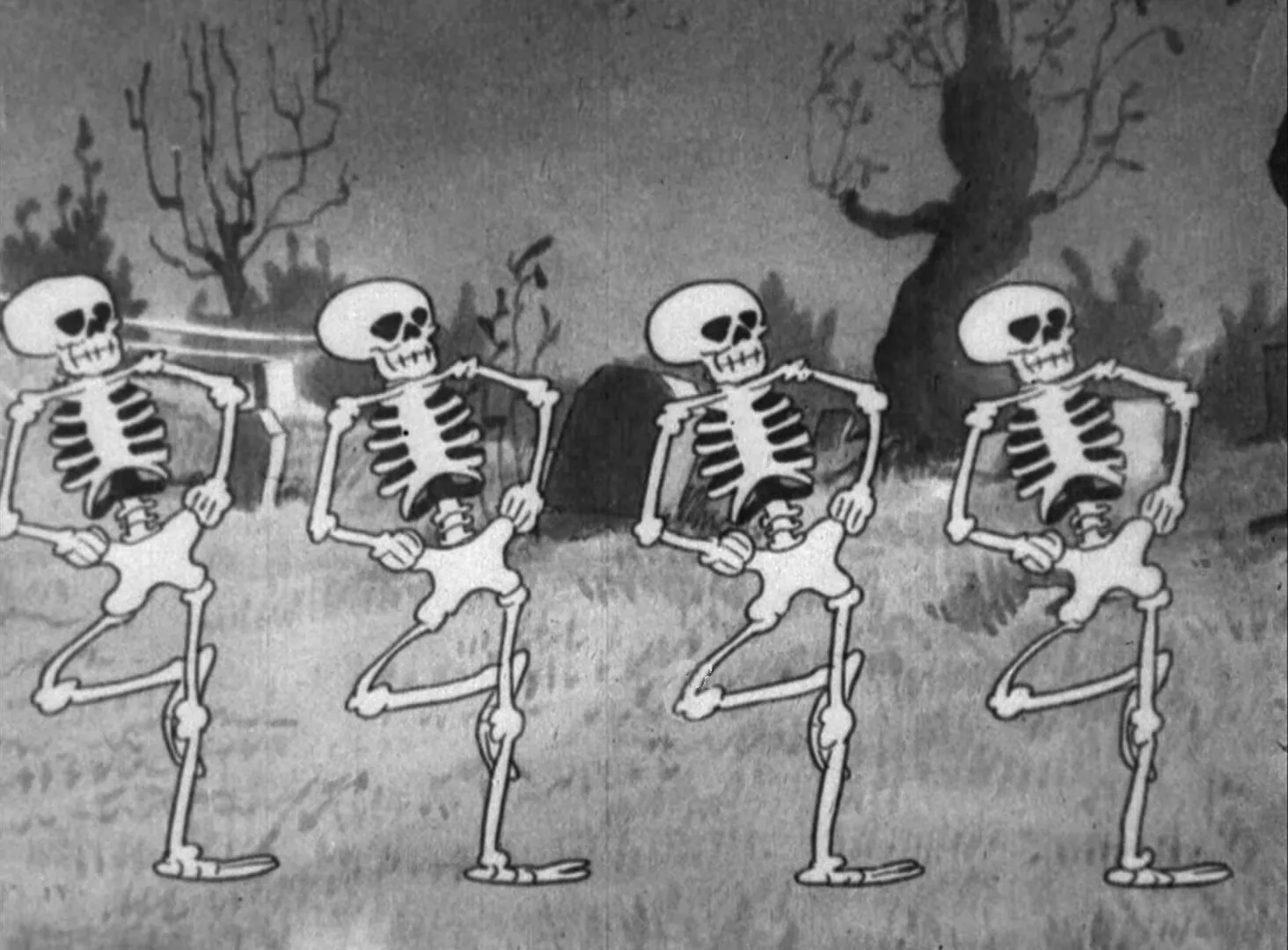 A still from Walt Disney Silly Symphonies cartoon &ldquo;The Skeleton Dance.&rdquo;