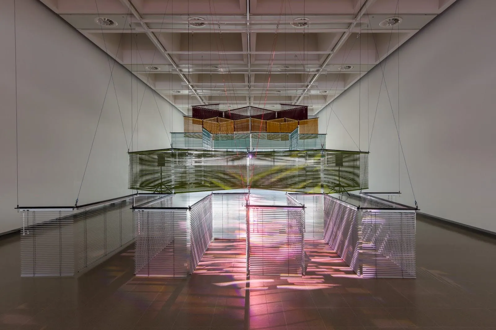 A sculpture by Haegue Yang made of Venetian blinds.