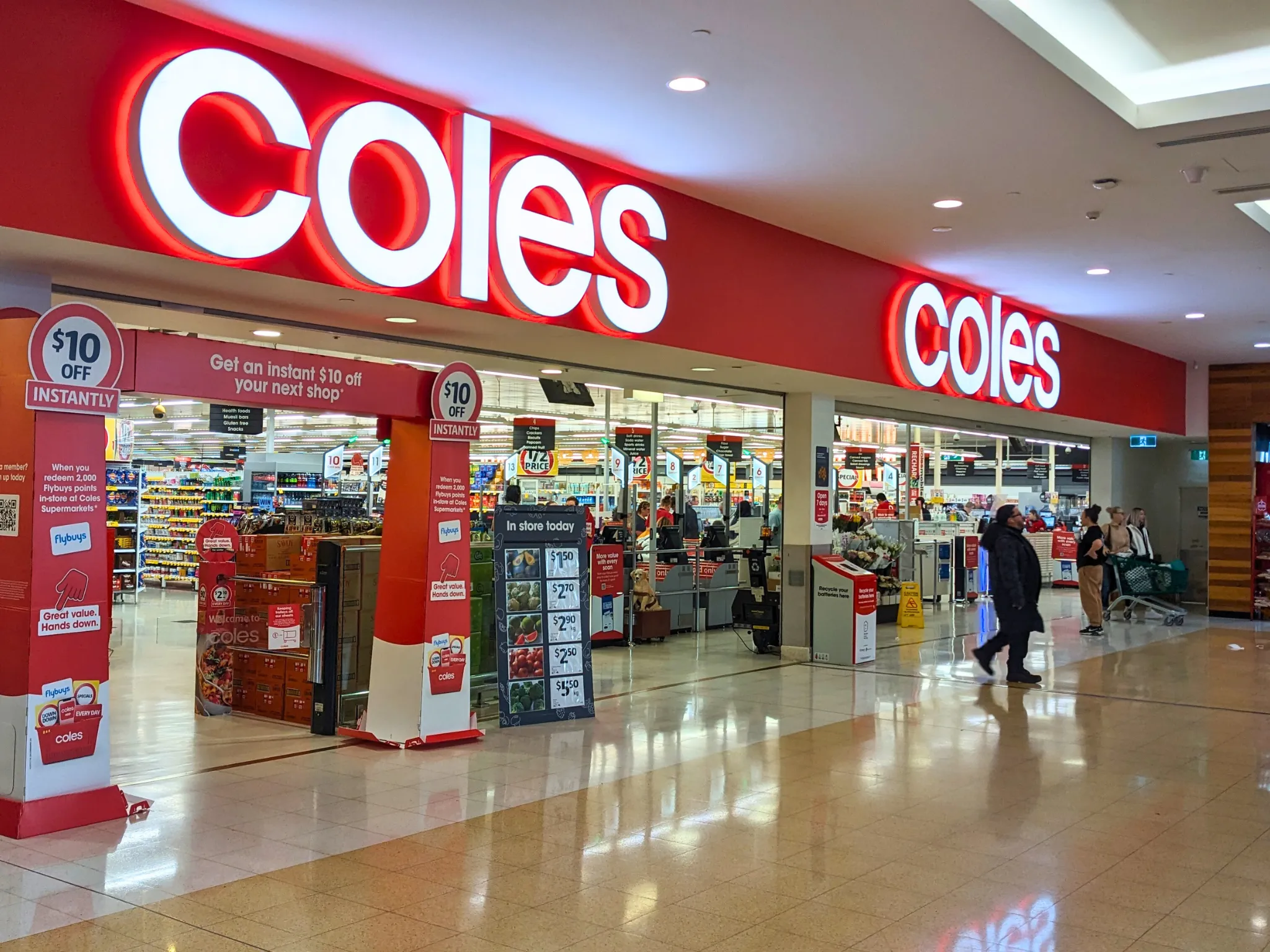 Outside of Coles supermarket