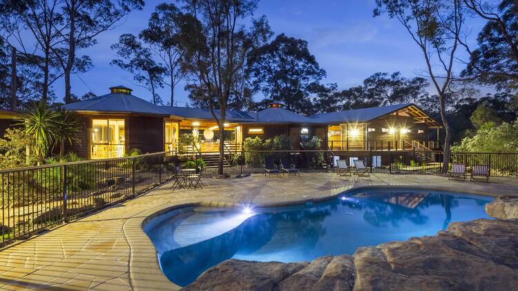 Outdoor pool at night
