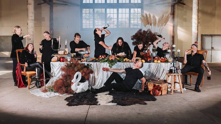 The team from Orange FOOD Week having a feast