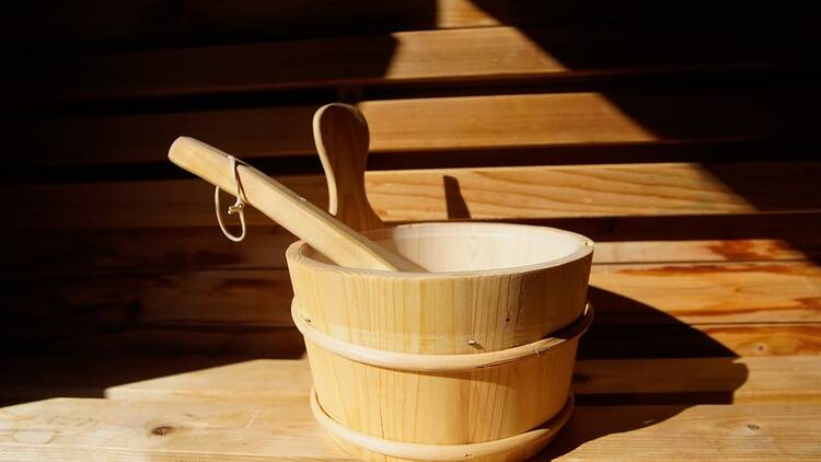 Sauna with bucket