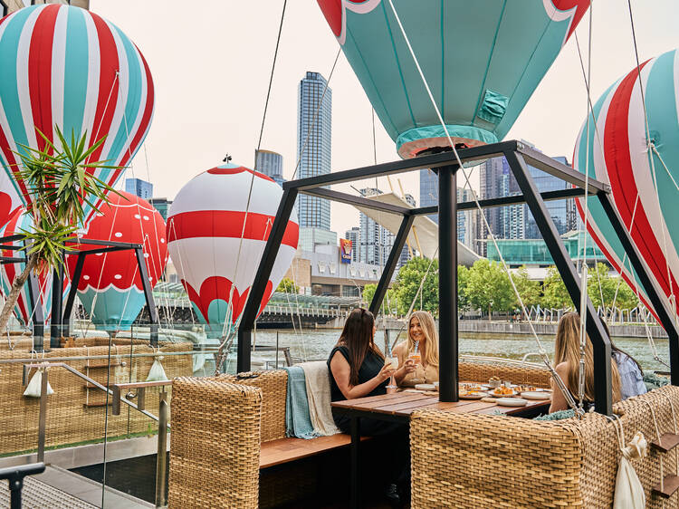 Australia's first-ever hot air balloon dining pods have landed in Melbourne