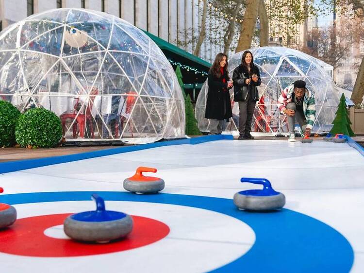 Free ice curling is coming back to Bryant Park next month