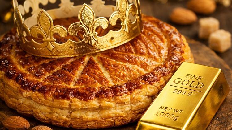 Galette des rois et lingot d'or