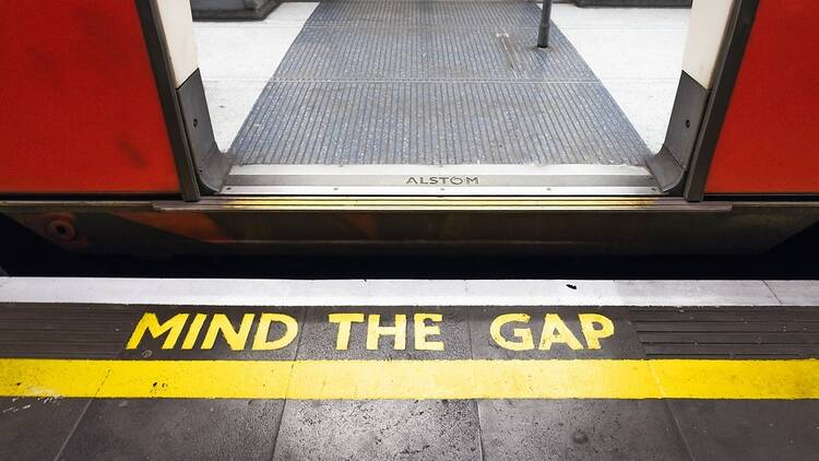 London tube train with Mind The Gap signage