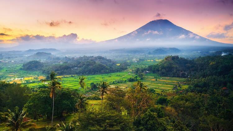Bali Landscape view of Jatiluwih Rice Terraces in Penebel District, Tabanan Regency, Bali, Indonesia. UNESCO's world's cultural heritage site