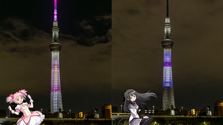 Madoka Magica tower lights Madoka Magica tower lights