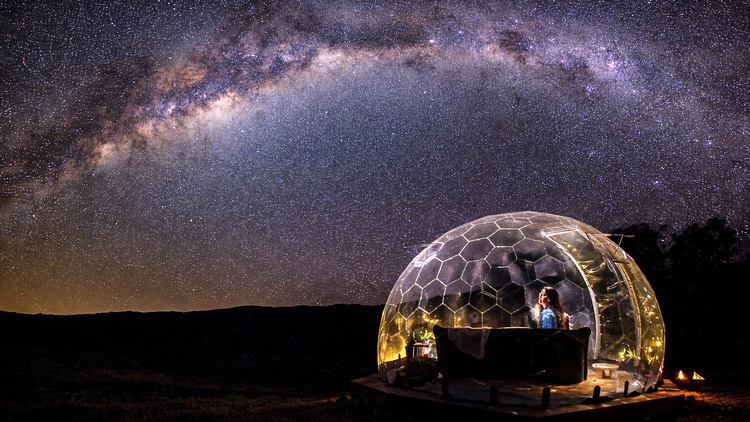 Dome under night sky with stars