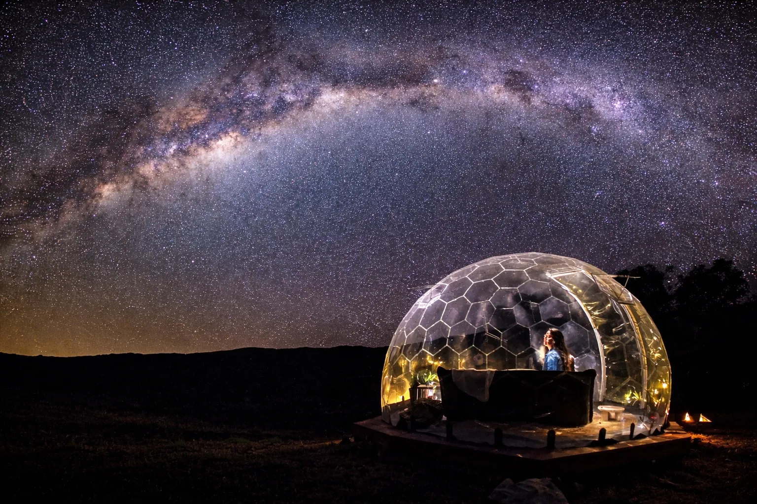 Dome under night sky with stars
