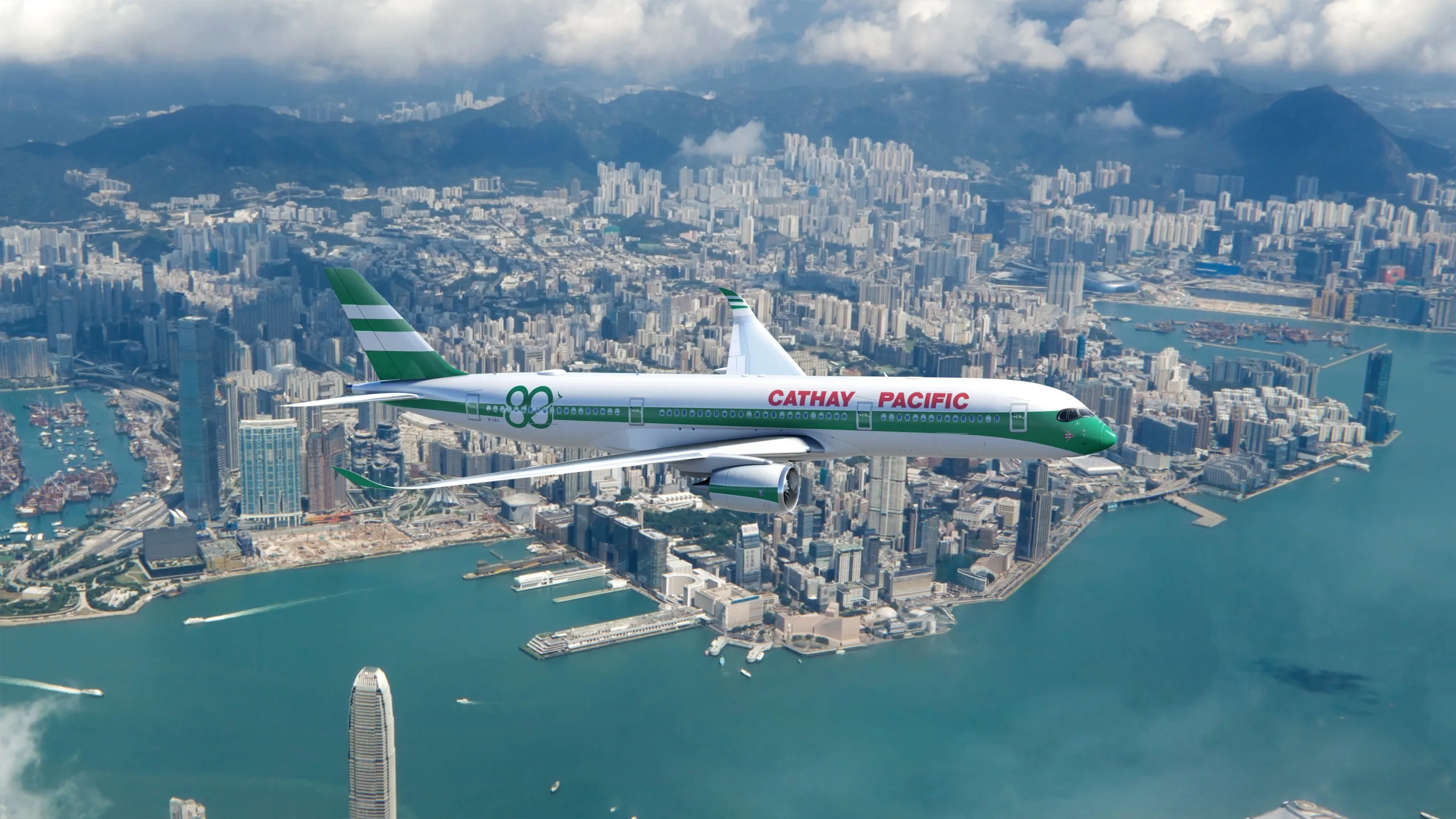 Cathay Pacific 80th anniversary retro green lettuce sandwich livery