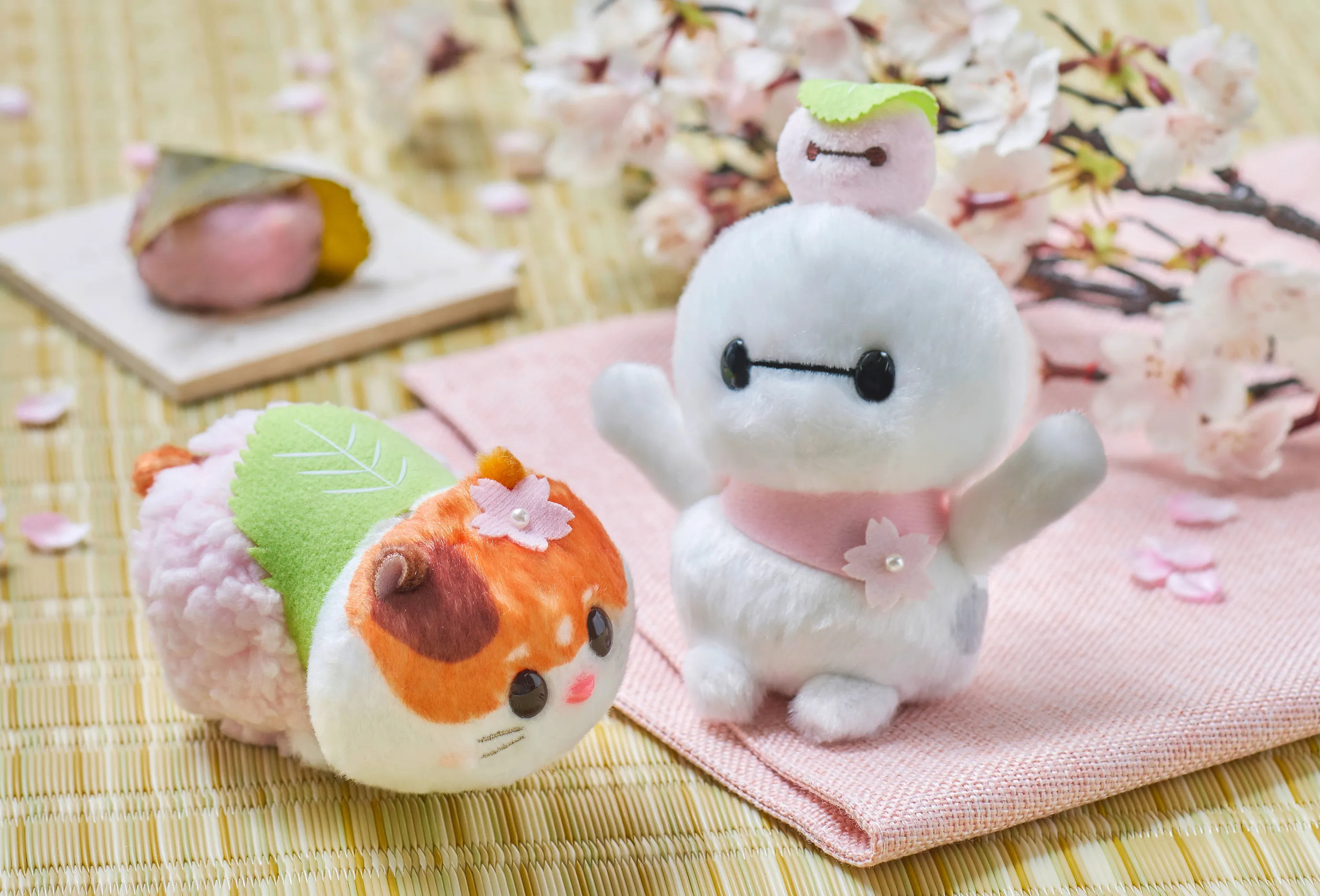 Baymax and Mochi and Urupocha-chan plushies